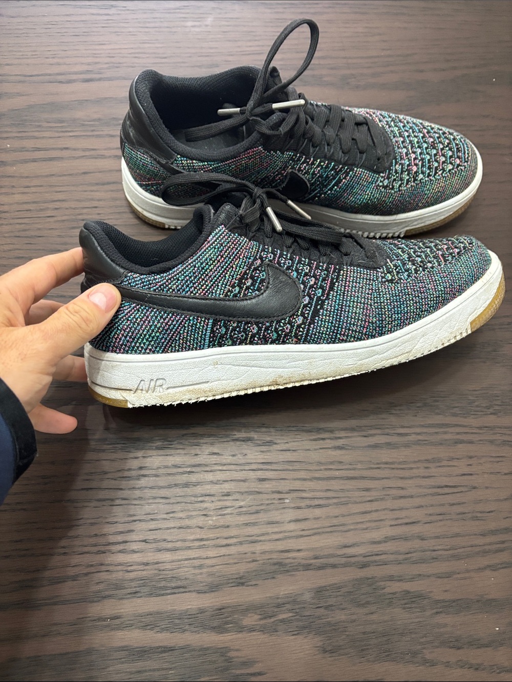 Nike Multicolor Knit Low-Top Sneakers with Black Swoosh